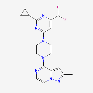 2-cyclopropyl-4-(difluoromethyl)-6-(4-{2-methylpyrazolo[1,5-a]pyrazin-4-yl}piperazin-1-yl)pyrimidine - 2640943-71-9