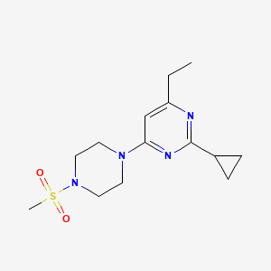 2-cyclopropyl-4-ethyl-6-(4-methanesulfonylpiperazin-1-yl)pyrimidine - 2548983-92-0
