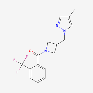 4-methyl-1-({1-[2-(trifluoromethyl)benzoyl]azetidin-3-yl}methyl)-1H-pyrazole - 2549014-51-7