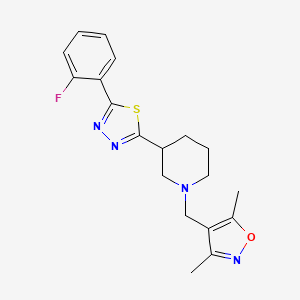 1-[(3,5-dimethyl-1,2-oxazol-4-yl)methyl]-3-[5-(2-fluorophenyl)-1,3,4-thiadiazol-2-yl]piperidine - 2548998-47-4
