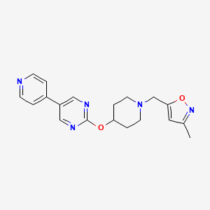 2-({1-[(3-methyl-1,2-oxazol-5-yl)methyl]piperidin-4-yl}oxy)-5-(pyridin-4-yl)pyrimidine - 2549037-45-6