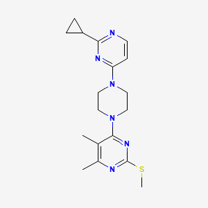4-[4-(2-cyclopropylpyrimidin-4-yl)piperazin-1-yl]-5,6-dimethyl-2-(methylsulfanyl)pyrimidine - 2549043-58-3