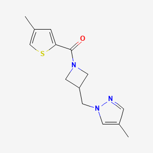 4-methyl-1-{[1-(4-methylthiophene-2-carbonyl)azetidin-3-yl]methyl}-1H-pyrazole - 2549019-16-9