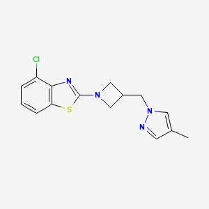 4-chloro-2-{3-[(4-methyl-1H-pyrazol-1-yl)methyl]azetidin-1-yl}-1,3-benzothiazole - 2549056-77-9