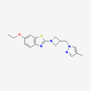 6-ethoxy-2-{3-[(4-methyl-1H-pyrazol-1-yl)methyl]azetidin-1-yl}-1,3-benzothiazole - 2548990-34-5