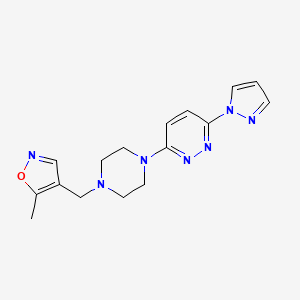 3-{4-[(5-methyl-1,2-oxazol-4-yl)methyl]piperazin-1-yl}-6-(1H-pyrazol-1-yl)pyridazine - 2549029-38-9