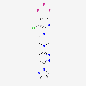 3-{4-[3-chloro-5-(trifluoromethyl)pyridin-2-yl]piperazin-1-yl}-6-(1H-pyrazol-1-yl)pyridazine - 2640874-15-1