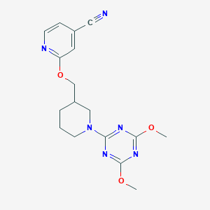 2-{[1-(4,6-dimethoxy-1,3,5-triazin-2-yl)piperidin-3-yl]methoxy}pyridine-4-carbonitrile - 2548997-37-9