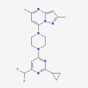 2-cyclopropyl-4-(difluoromethyl)-6-(4-{2,5-dimethylpyrazolo[1,5-a]pyrimidin-7-yl}piperazin-1-yl)pyrimidine - 2640898-47-9