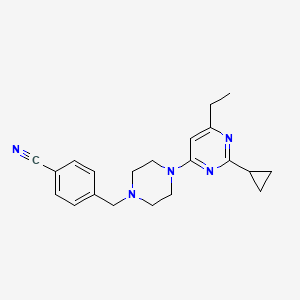 4-{[4-(2-cyclopropyl-6-ethylpyrimidin-4-yl)piperazin-1-yl]methyl}benzonitrile - 2549005-77-6