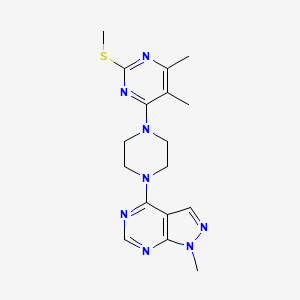 4,5-dimethyl-6-(4-{1-methyl-1H-pyrazolo[3,4-d]pyrimidin-4-yl}piperazin-1-yl)-2-(methylsulfanyl)pyrimidine - 2548988-63-0