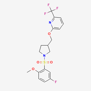 2-{[1-(5-fluoro-2-methoxybenzenesulfonyl)pyrrolidin-3-yl]methoxy}-6-(trifluoromethyl)pyridine - 2548988-56-1