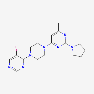 4-[4-(5-fluoropyrimidin-4-yl)piperazin-1-yl]-6-methyl-2-(pyrrolidin-1-yl)pyrimidine - 2548985-19-7