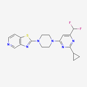 2-cyclopropyl-4-(difluoromethyl)-6-(4-{[1,3]thiazolo[4,5-c]pyridin-2-yl}piperazin-1-yl)pyrimidine - 2640819-27-6