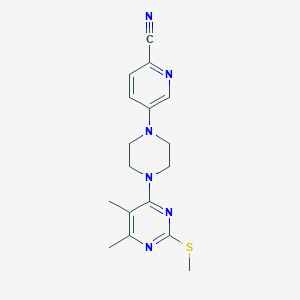 5-{4-[5,6-dimethyl-2-(methylsulfanyl)pyrimidin-4-yl]piperazin-1-yl}pyridine-2-carbonitrile - 2549020-77-9
