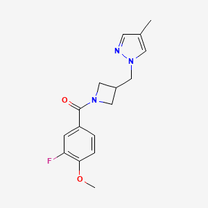 1-{[1-(3-fluoro-4-methoxybenzoyl)azetidin-3-yl]methyl}-4-methyl-1H-pyrazole - 2549045-78-3
