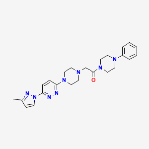 2-{4-[6-(3-methyl-1H-pyrazol-1-yl)pyridazin-3-yl]piperazin-1-yl}-1-(4-phenylpiperazin-1-yl)ethan-1-one - 2640979-03-7