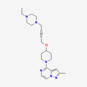 1-ethyl-4-{4-[(1-{2-methylpyrazolo[1,5-a]pyrazin-4-yl}piperidin-4-yl)oxy]but-2-yn-1-yl}piperazine - 2549001-69-4