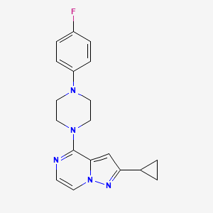 1-{2-cyclopropylpyrazolo[1,5-a]pyrazin-4-yl}-4-(4-fluorophenyl)piperazine - 2640973-50-6
