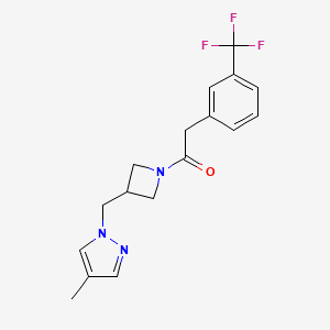 1-{3-[(4-methyl-1H-pyrazol-1-yl)methyl]azetidin-1-yl}-2-[3-(trifluoromethyl)phenyl]ethan-1-one - 2549048-71-5