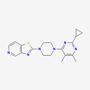 2-cyclopropyl-4,5-dimethyl-6-(4-{[1,3]thiazolo[4,5-c]pyridin-2-yl}piperazin-1-yl)pyrimidine - 2548993-45-7