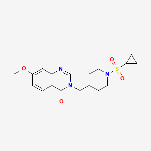 3-{[1-(cyclopropanesulfonyl)piperidin-4-yl]methyl}-7-methoxy-3,4-dihydroquinazolin-4-one - 2549009-98-3