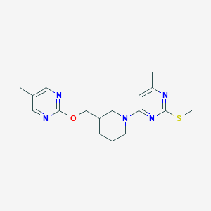 4-methyl-6-(3-{[(5-methylpyrimidin-2-yl)oxy]methyl}piperidin-1-yl)-2-(methylsulfanyl)pyrimidine - 2549053-88-3