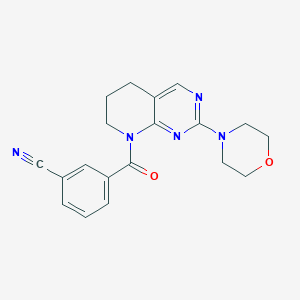 3-[2-(morpholin-4-yl)-5H,6H,7H,8H-pyrido[2,3-d]pyrimidine-8-carbonyl]benzonitrile - 2549043-30-1