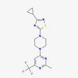 4-[4-(3-cyclopropyl-1,2,4-thiadiazol-5-yl)piperazin-1-yl]-2-methyl-6-(trifluoromethyl)pyrimidine - 2549034-89-9