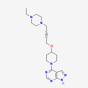 1-ethyl-4-{4-[(1-{1H-pyrazolo[3,4-d]pyrimidin-4-yl}piperidin-4-yl)oxy]but-2-yn-1-yl}piperazine - 2548999-80-8