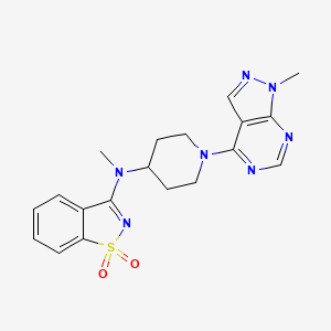 N-methyl-N-[1-(1-methylpyrazolo[3,4-d]pyrimidin-4-yl)piperidin-4-yl]-1,1-dioxo-1,2-benzothiazol-3-amine - 2549065-30-5