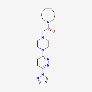 1-(azepan-1-yl)-2-{4-[6-(1H-pyrazol-1-yl)pyridazin-3-yl]piperazin-1-yl}ethan-1-one - 2640843-82-7