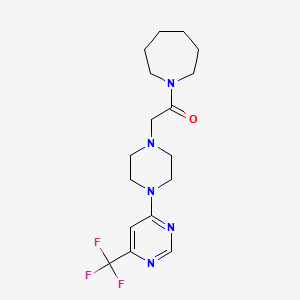 1-(azepan-1-yl)-2-{4-[6-(trifluoromethyl)pyrimidin-4-yl]piperazin-1-yl}ethan-1-one - 2640967-83-3