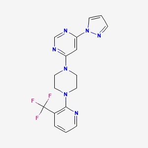4-(1H-pyrazol-1-yl)-6-{4-[3-(trifluoromethyl)pyridin-2-yl]piperazin-1-yl}pyrimidine - 2549016-76-2