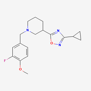 3-(3-cyclopropyl-1,2,4-oxadiazol-5-yl)-1-[(3-fluoro-4-methoxyphenyl)methyl]piperidine - 2640960-30-9