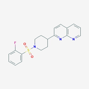 2-[1-(2-fluorobenzenesulfonyl)piperidin-4-yl]-1,8-naphthyridine - 2640951-09-1