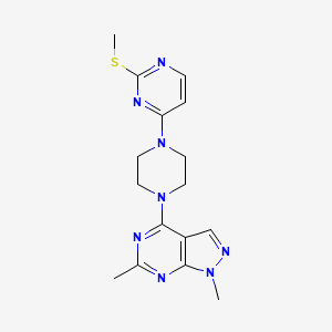 4-(4-{1,6-dimethyl-1H-pyrazolo[3,4-d]pyrimidin-4-yl}piperazin-1-yl)-2-(methylsulfanyl)pyrimidine - 2549010-79-7