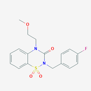 2-[(4-fluorophenyl)methyl]-4-(2-methoxyethyl)-3,4-dihydro-2H-1lambda6,2,4-benzothiadiazine-1,1,3-trione - 2549015-74-7