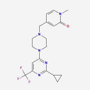 4-({4-[2-cyclopropyl-6-(trifluoromethyl)pyrimidin-4-yl]piperazin-1-yl}methyl)-1-methyl-1,2-dihydropyridin-2-one - 2549011-07-4