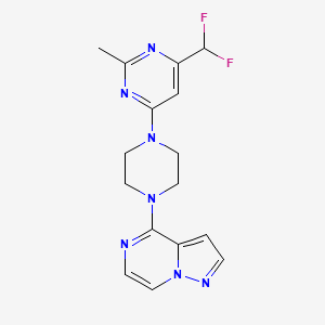 4-(difluoromethyl)-2-methyl-6-(4-{pyrazolo[1,5-a]pyrazin-4-yl}piperazin-1-yl)pyrimidine - 2548980-86-3