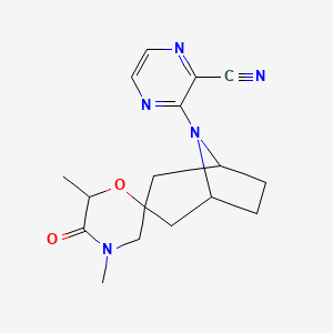3-{4',6'-dimethyl-5'-oxo-8-azaspiro[bicyclo[3.2.1]octane-3,2'-morpholin]-8-yl}pyrazine-2-carbonitrile - 2640814-11-3