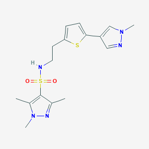 1,3,5-trimethyl-N-{2-[5-(1-methyl-1H-pyrazol-4-yl)thiophen-2-yl]ethyl}-1H-pyrazole-4-sulfonamide - 2640967-32-2