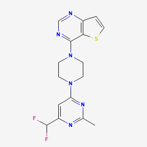 4-(difluoromethyl)-2-methyl-6-(4-{thieno[3,2-d]pyrimidin-4-yl}piperazin-1-yl)pyrimidine - 2548991-02-0