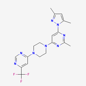 4-(3,5-dimethyl-1H-pyrazol-1-yl)-2-methyl-6-{4-[6-(trifluoromethyl)pyrimidin-4-yl]piperazin-1-yl}pyrimidine - 2548981-69-5