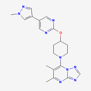 2-[(1-{5,6-dimethyl-[1,2,4]triazolo[1,5-a]pyrimidin-7-yl}piperidin-4-yl)oxy]-5-(1-methyl-1H-pyrazol-4-yl)pyrimidine - 2548998-31-6
