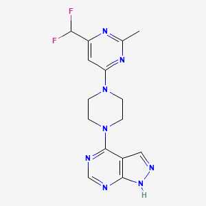 4-(difluoromethyl)-2-methyl-6-(4-{1H-pyrazolo[3,4-d]pyrimidin-4-yl}piperazin-1-yl)pyrimidine - 2549041-22-5