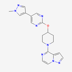 5-(1-methyl-1H-pyrazol-4-yl)-2-[(1-{pyrazolo[1,5-a]pyrazin-4-yl}piperidin-4-yl)oxy]pyrimidine - 2549017-11-8