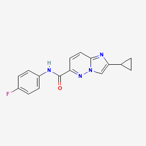 2-cyclopropyl-N-(4-fluorophenyl)imidazo[1,2-b]pyridazine-6-carboxamide - 2549035-97-2