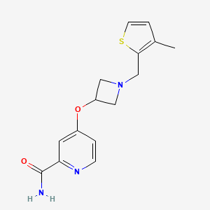 4-({1-[(3-methylthiophen-2-yl)methyl]azetidin-3-yl}oxy)pyridine-2-carboxamide - 2640835-13-6