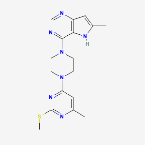 4-methyl-6-(4-{6-methyl-5H-pyrrolo[3,2-d]pyrimidin-4-yl}piperazin-1-yl)-2-(methylsulfanyl)pyrimidine - 2640862-46-8